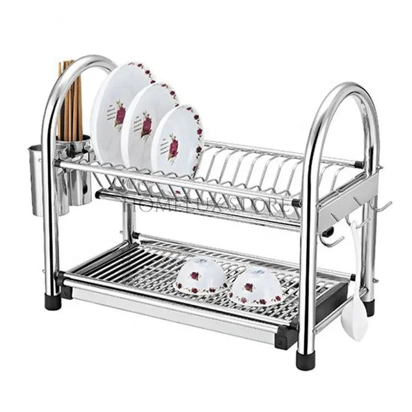 Modern 2 Tier Stainless Steel Plate Rack