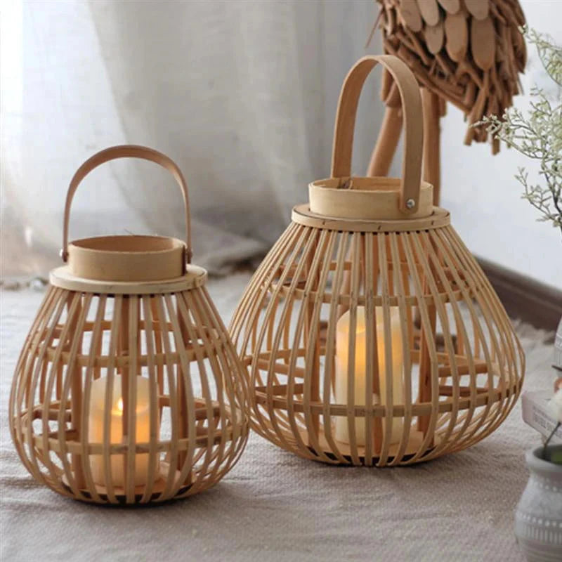 Handmade Lantern Candle Holder With Bamboo Handle