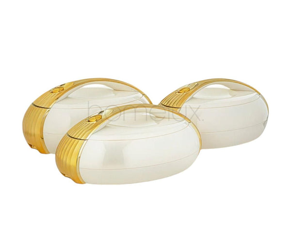 Forever Gold 3 Pieces Hot Pot Set Pearl White & Gold - ZFA