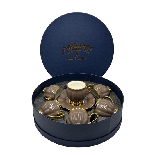 Premium 12Pcs Cup & Saucer Set - 2265 Brown