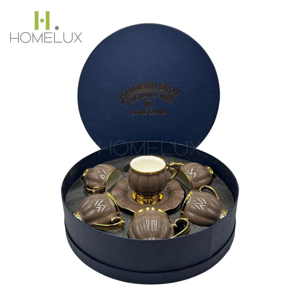 Premium 12Pcs Cup & Saucer Set - 2265 Brown