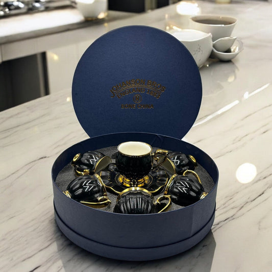 Premium 12Pcs Cup & Saucer Set - 2265 Black