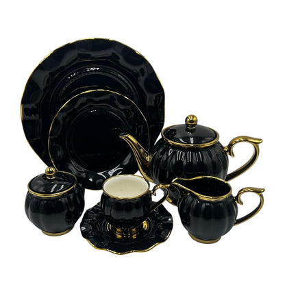 Elegant 24Pcs Bone China Tea Set - 2265 Black
