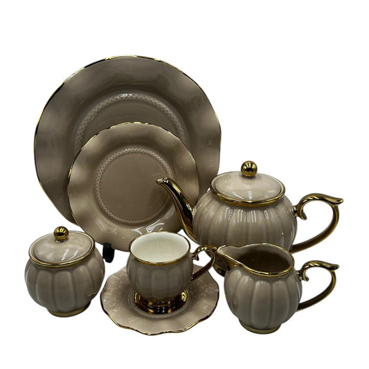 Elegant 24Pcs Bone China Tea Set - 2265 Cappuccino