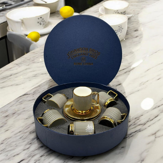 Premium 12Pcs Cup & Saucer Set - 2252 Grey