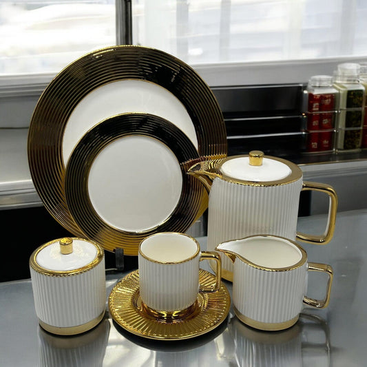 Elegant 24Pcs Bone China Tea Set - 2252 White