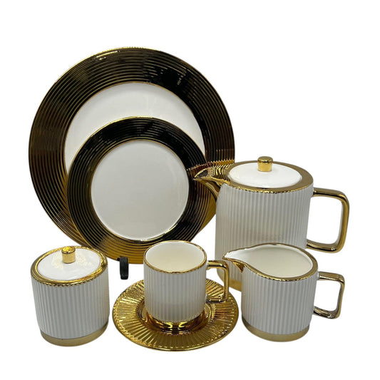 Elegant 24Pcs Bone China Tea Set - 2252 White