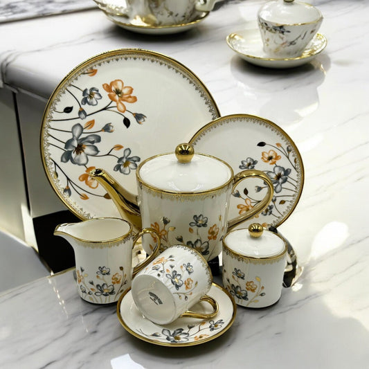 Modern Printed 24Pcs Bone China Tea Set - 2806001