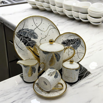 Modern Printed 24Pcs Bone China Tea Set - 2806002