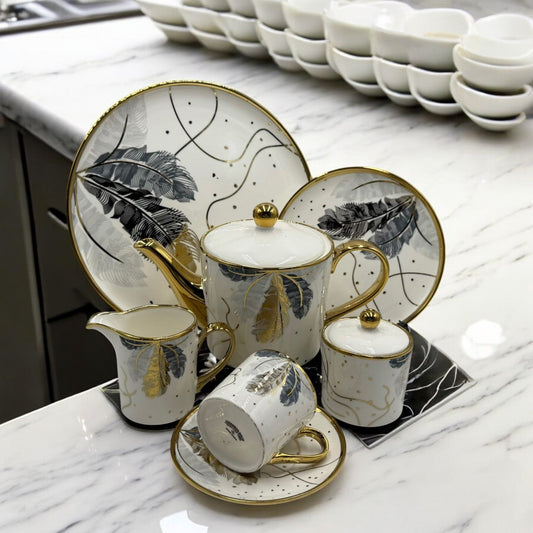 Modern Printed 24Pcs Bone China Tea Set - 2806002
