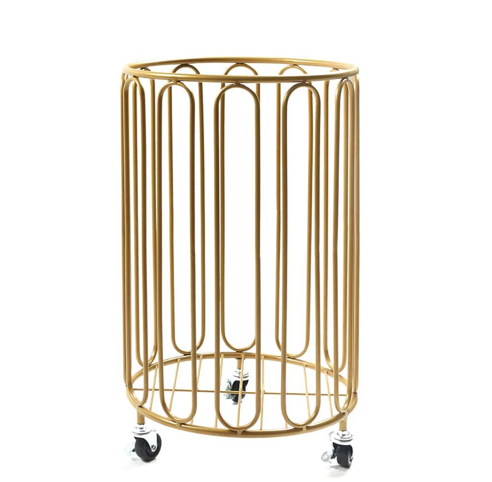 Modern Round Metal Laundry Basket with Wheels