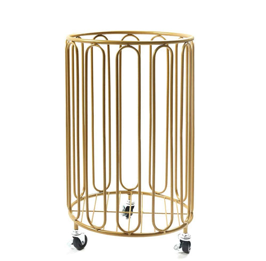 Modern Round Metal Laundry Basket with Wheels