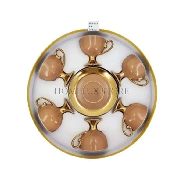 6Pcs Cup Saucer Brown