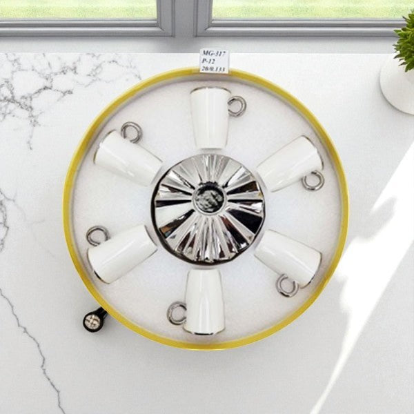 6Pcs Cup Saucer White ANGELA 12c-MG317