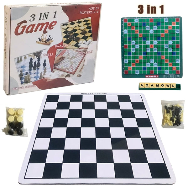 3 in 1 Wooden Board Game
