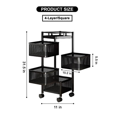 Imported 4 Layer Premium Metal Trolley - Square