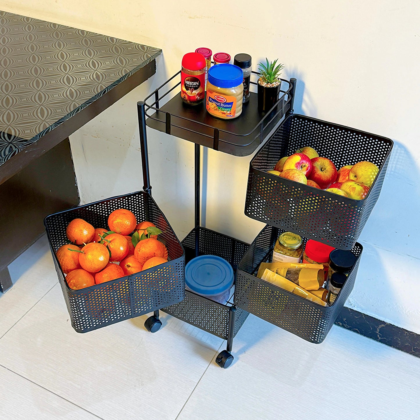 Imported 4 Layer Premium Metal Trolley - Square