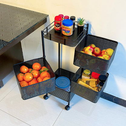 Imported 4 Layer Premium Metal Trolley - Square