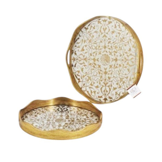2Pcs Round Serving Tray Set 6c-RY286