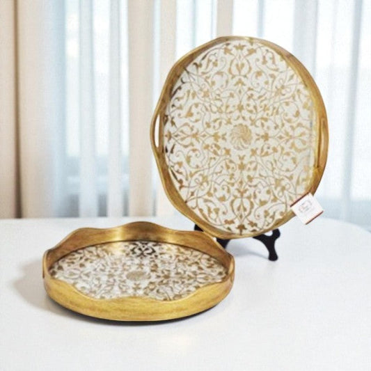 2Pcs Round Serving Tray Set 6c-RY286