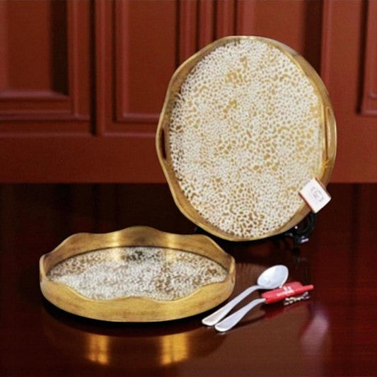 2Pcs Round Serving Tray Set 6c-RY290