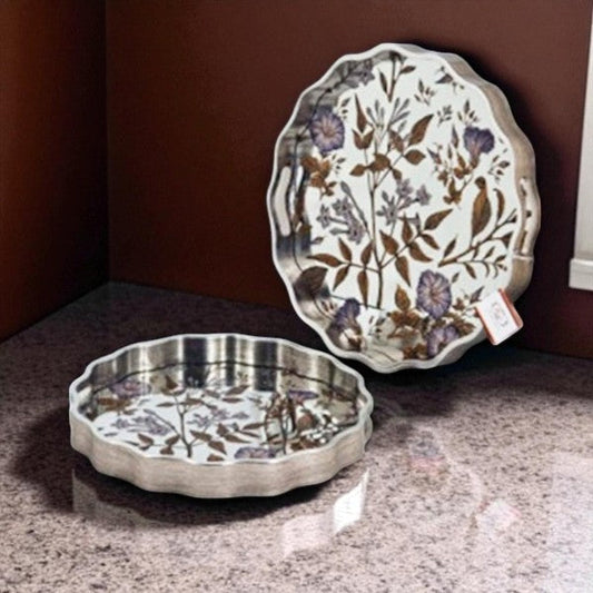 2Pcs Round Serving Tray Set 6c-RY293