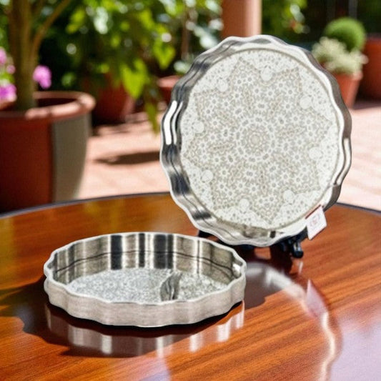 2Pcs Round Serving Tray Set 6c-RY296