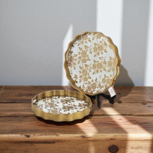 2Pcs Round Serving Tray Set 6c-RY297