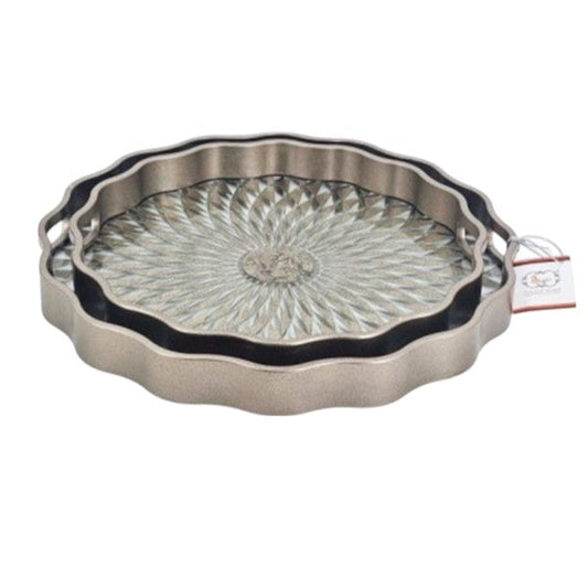 2Pcs Round Serving Tray Set 6c-RY298