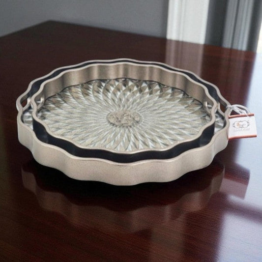 2Pcs Round Serving Tray Set 6c-RY298