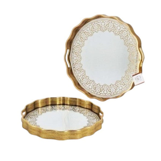2Pcs Round Serving Tray Set 6c-RY303