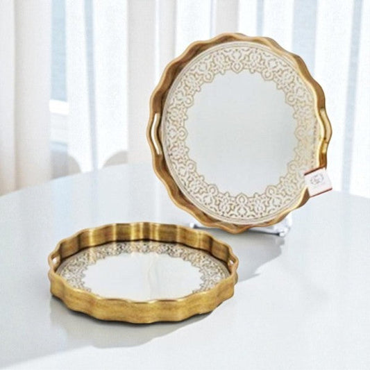 2Pcs Round Serving Tray Set 6c-RY303