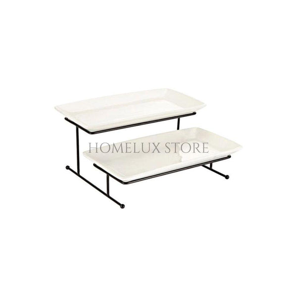 Rectangular Platters With Black Metal Stand