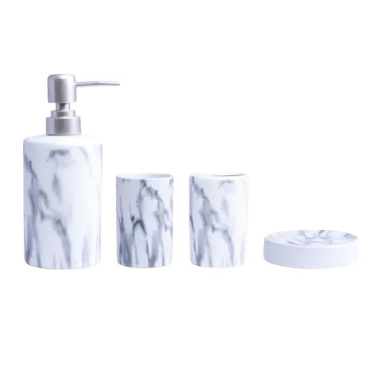 Marble Design 4Pieces Bath Set White