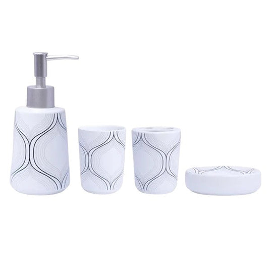 Pattern Style 4Pieces Bath Set White
