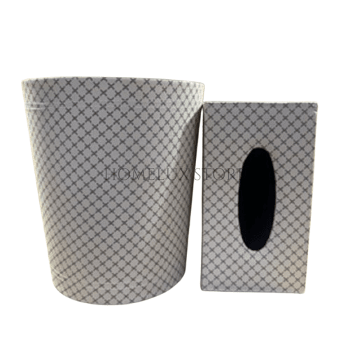 Leather Tissue Box & Dustbin Set - Chanel