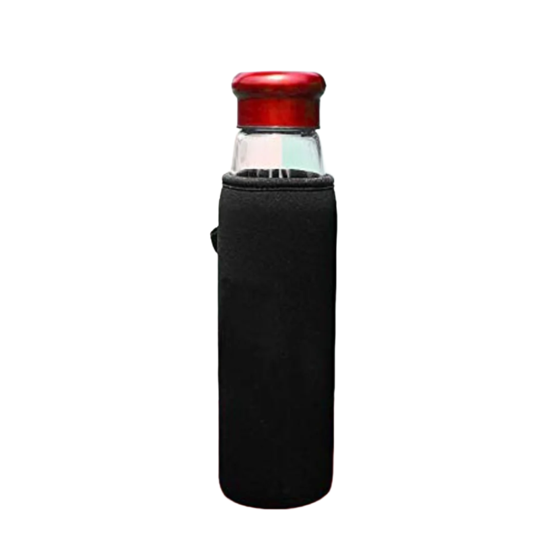 Glass Water Bottle With Cover - Jazz Style