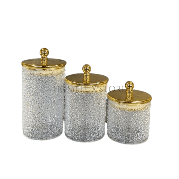 3 Pc Luxury Jar Set - White