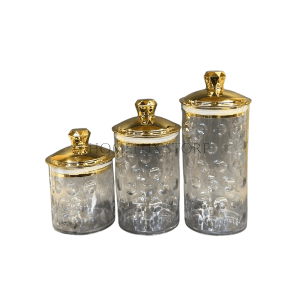 3 Pc Luxury Jar Set - White Textured