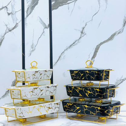 Set of 3 Ceramic Chafing Dish