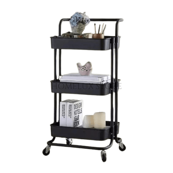 3 Tier Kitchen Trolley Rack - Metal Baskets