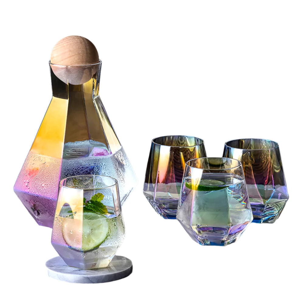 Water Glass & Jugs With Ball Lid Rainbow ( Set of 7)