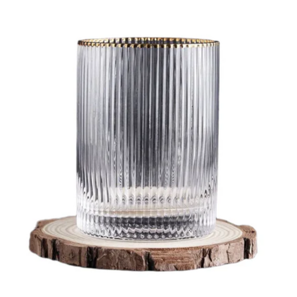 Ridged Stripe Gold Rim Glassware Set