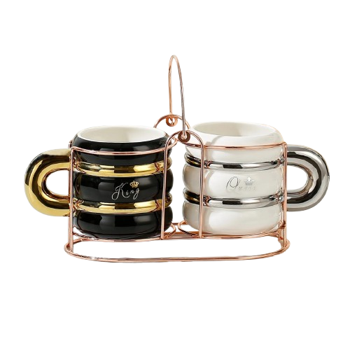 Couple Mugs Set With Metal Stand