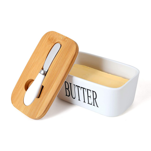 Porcelain Butter Dish With Butter Knife