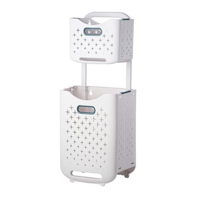 2 Layer Laundry Basket With Wheels