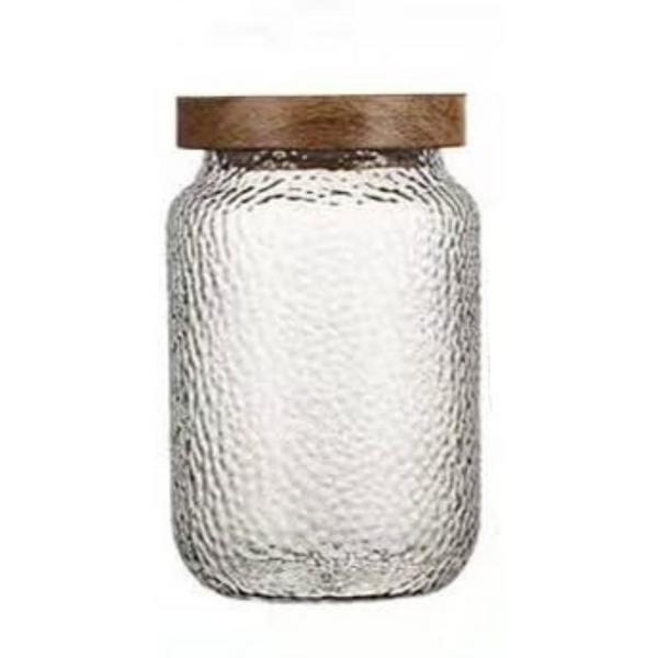 Hammer Grain Glass Jar