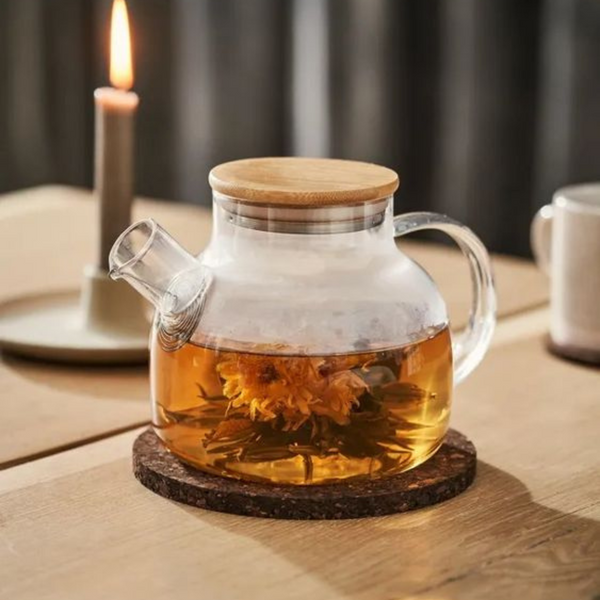 Borosilicate Glass Kettle With Wooden Lid