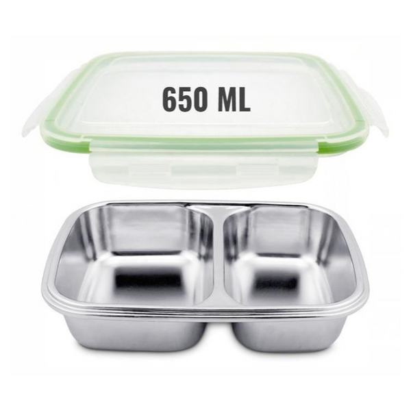 Stainless Steel 304 2 Grid Lunch Box