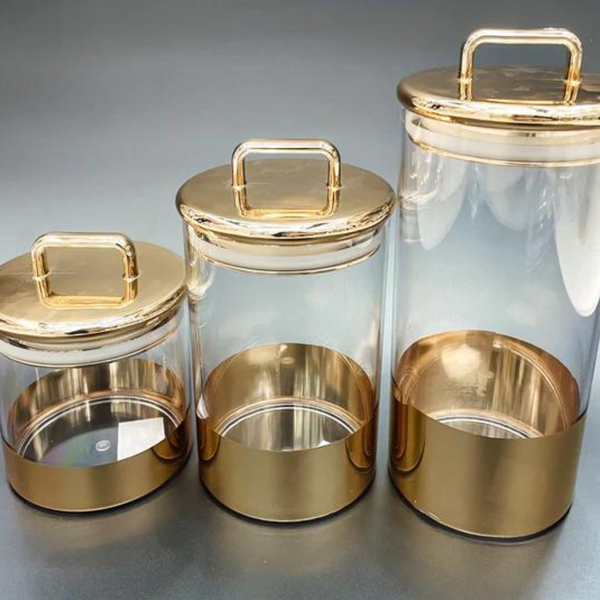 Gold Round Acrylic Airtight Canister